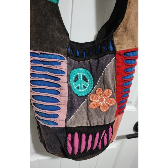 Womens boho hippie bag purse wide strap hobo patchwork NWOT - Picture 2 of 7